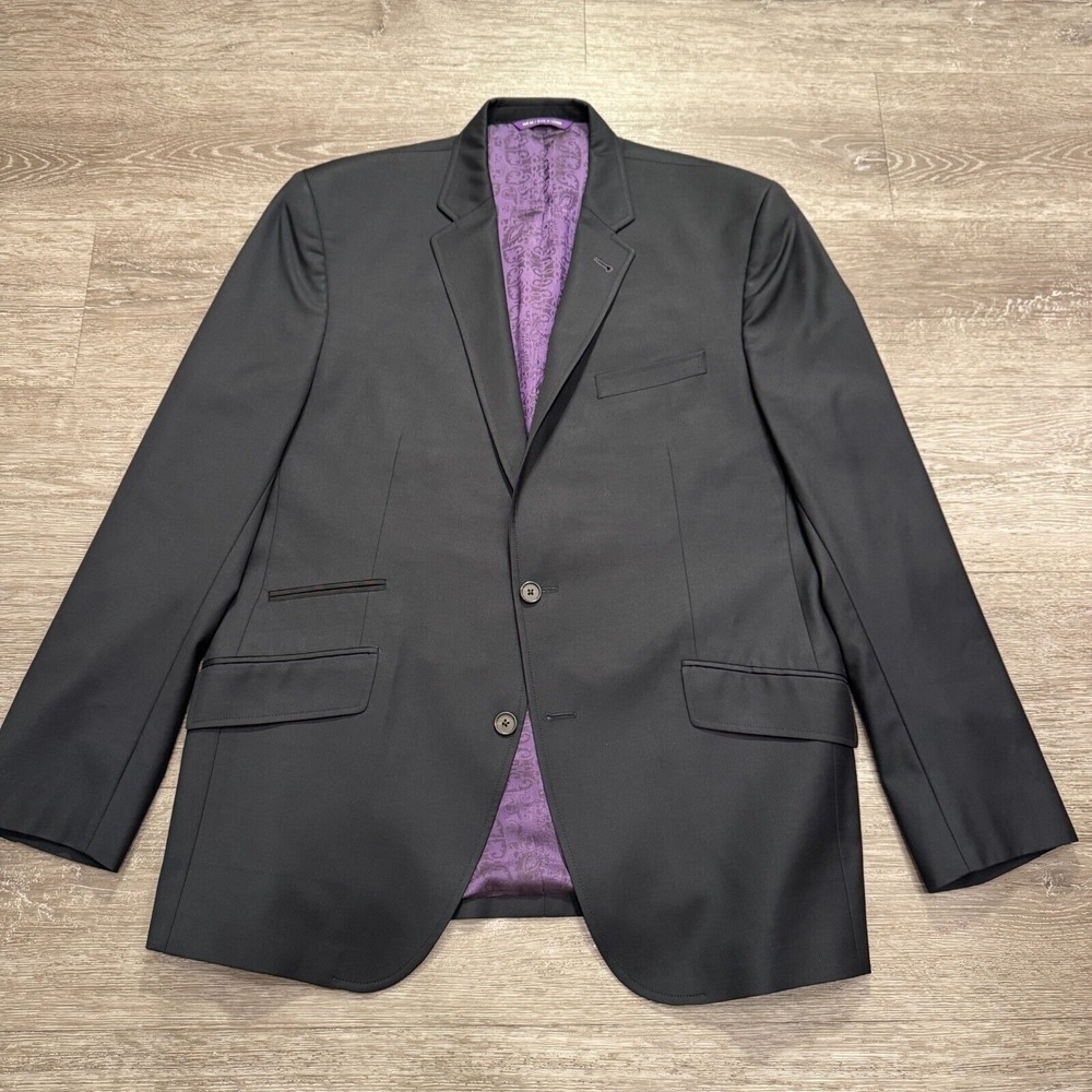 Ted Baker Sports Coat Mens‎ 44 Black Purple Endurance Wool Jacket Liner Casual